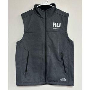 The North Face Windwall gray soft shell full zip vest company logo M